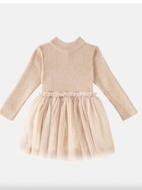 Donsje Baby Lotus Pink Wool Blend Knit Tulle Dress Baby Girl Occasionwear